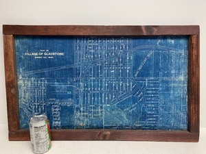 lot 122 image: Old Vintage Framed Village of Gladstone City Blueprints 