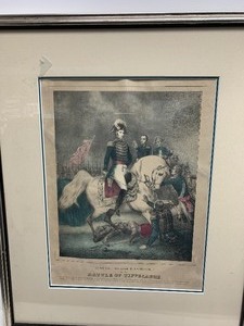 lot 128 image: Framed Antique Print - Benjamin Henry Harrison - Battle of Tippecanoe 