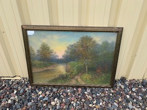 lot 125 image: Large Framed Signed Original Oil Pastel Painting