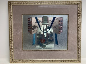 lot 149 image: Framed Japanese Kimono Foil Artwork - Signed 