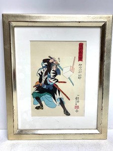 lot 140 image: Framed Signed vintage Japanese Warrior Woodblock