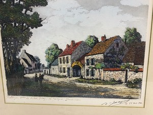 lot 135 image: VintageFramed Signed 1950s Full Color Etching