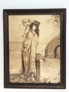 lot 28 image: Original Antique Signed Watercolor & Ink Artwork 