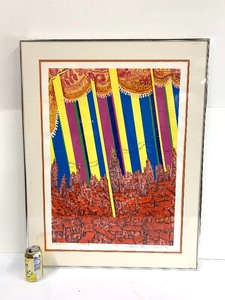 lot 178 image: Framed Signed Spain Lithograph Madrid by Risoburo Kimura