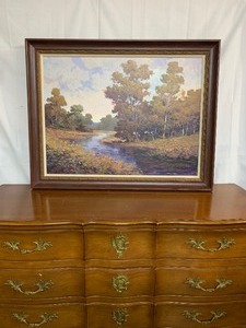 lot 170 image: Very Nice LARGE Original Oil on Canvas Impressionist Landscape Painting - Signed YA Johnson