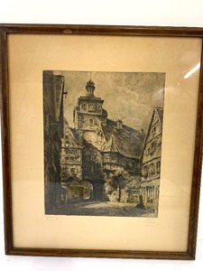 lot 189 image: Framed Signed Antique German Engraving