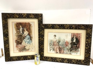 lot 197 image: Pair of Framed Victorian Illustration Style Lithographs by Harrison Fisher