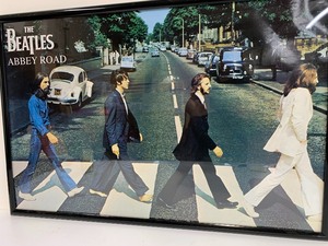 lot 199 image: Large Framed BEATLES Abbey Road Poster Print