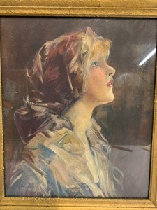 lot 201 image: Framed Original 1920s Era Print of a Young Woman - Ideal Beauty by Edward August Bell