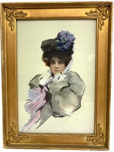 lot 203 image: Framed Original Victorian Era Print of a Young Woman by Philip Boileau