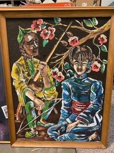 lot 206 image: LARGE Framed Signed Painting on Masonite