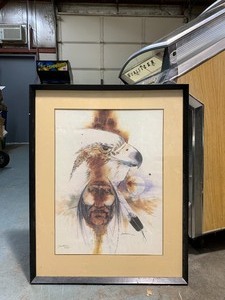 lot 213 image: Large Framed Signed Bert Seabourn Native American Print