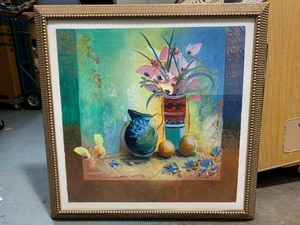 lot 219 image: Large Vintage Original Oil  Mixed Media Painting - Lee White