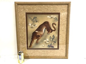 lot 237 image: Framed Signed Japanese Style Leopard Artwork - Signed Peters