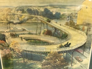 lot 232 image: Framed Vintage Hastings Bridge Print