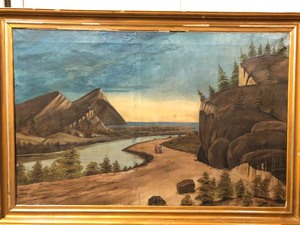 lot 4 image: HUGE Antique Oil on Canvas Painting - From LeSeuer County Court House