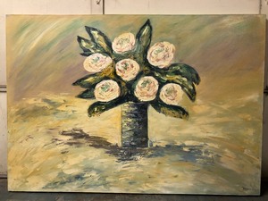 lot 254 image: LARGE Framed Signed Oil On Canvas Still Life Painting - Signed Vargas