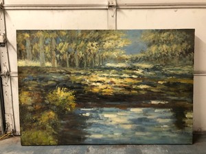 lot 3 image: LARGE Oil on Canvas Impressionist Landscape Painting - Lake James