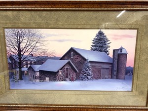 lot 263 image: Framed Signed Winter Scene Artwork - J. Wayne Bystrom