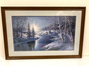 lot 265 image: Framed Signed Numbered Holiday Winter Print by James Meger - All is Calm