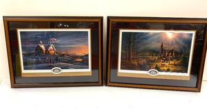lot 270 image: Pair of Framed TERRY REDLIN Wintertime America the beautiful Prints