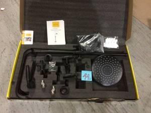 Exposed Pipe Complete Shower System 1-Spray Patterns with 2.5 GPM 8 in. Wall Mount Dual Shower Heads in Matte Black by Boyel Living Customer Returns See Pictures