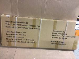48 in. Solid Wood Work Surface for Regular Duty Welded Steel Garage Storage System by Husky Customer Returns See Pictures