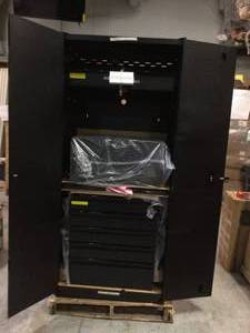 Husky 3-Piece Heavy Duty Welded Steel Garage Storage System in Black (64 in. W x 81 in. H x 24 in. D) not used see pictures