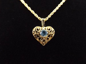 .925 Sterling Silver Faceted Topaz Heart Vermeil Pendant Necklace