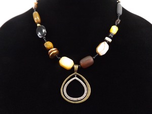 .925 Sterling Silver SILPADA Multi Earth Tone Stone and Pearl Necklace