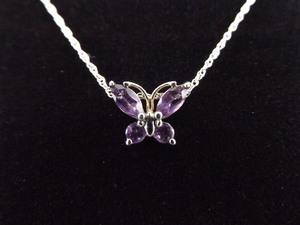 .925 Sterling Silver Amethyst Butterfly Pendant Necklace