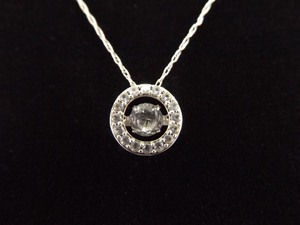 .925 Sterling Silver Floating Zirconia Crystal Pendant Necklace