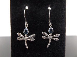 .925 Sterling Silver Pear Cut Topaz Dragonfly Dangle Hook&nbspEarrings