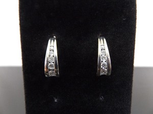 .925 Sterling Silver Zirconia Quarter J Hoop Post Earrings