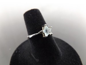 .925 Sterling Silver Star Cut Topaz Ring Size 6
