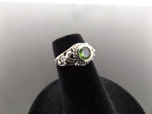 .925 Sterling Silver Peridot Crystal Ring Size 3.5