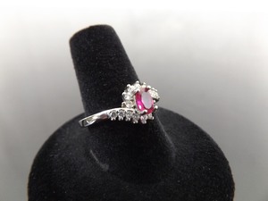 .925 Sterling Silver Oval Cut Ruby Crystal Ring Size 8.25