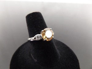 .925 Sterling Silver Faceted Citrine Crystal Ring Size 6.5