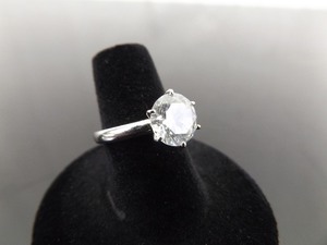 .925 Sterling Silver Faceted Zirconia Solitaire Ring Size 6