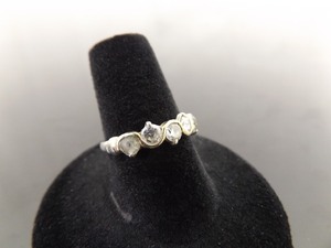 .925 Sterling Silver Faceted Zirconia Row Ring Size 7
