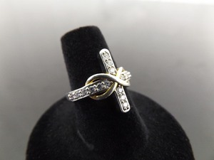 .925 Sterling Silver Crystal Christian Cross Ring Size 6.75