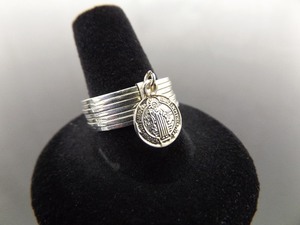 .925 Sterling Silver Multi Ring St. Benedict Patron Saint Ring Size 9