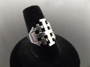 .925 Sterling Silver Jerusalem Cross Ring Size 7.5