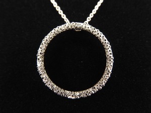 .925 Sterling Silver Diamond Hoop Pendant Necklace