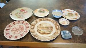 Nine Collectable Glass Plates. Etc.
