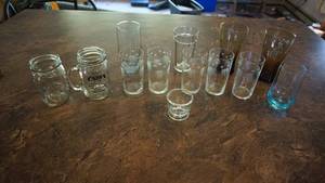 Glass Jars--Drinking Glasses--Two Coca Cola Glasses--Etc.