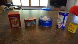 Five Collectible Tins W Covers