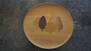 Wooden Plate W Five Tree Symbols On It--Autumn--Oregon Ash
