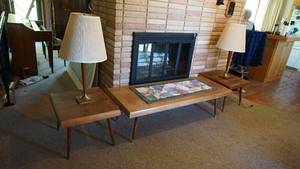 Two End Tables--Coffee Table--Two Lamps W Shades