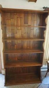 Hand Made Bookshelf W 5 Shelves--Has Slots For Collectable Plates, Etc.--78 Tall  x  43 12 Wide--The Top Is 12 Deep--The Bottom Is 16 Deep